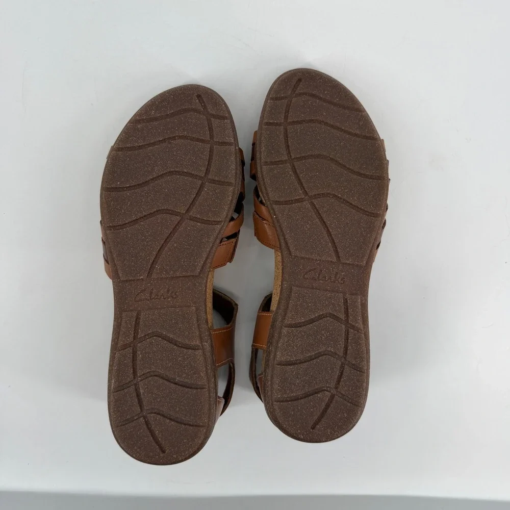 Clarks Roseville Cove Brown Leather Sandals 9.5 Ultimate Comfort Summer Casual